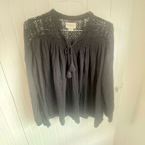 Vintage Ralph Lauren Denim & Supply Bohemian Blouse Top Black Women’s Size M